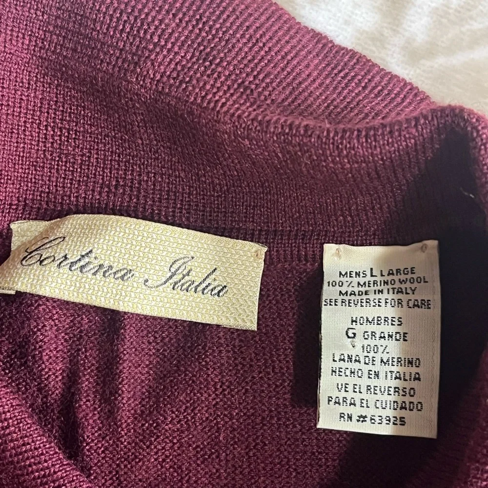 CORTINA ITALIA Mena Burgundy 100% Merino Wool Made In Italy Sweater Size L